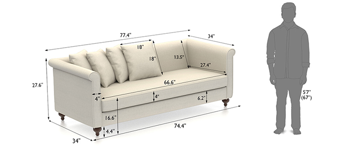 Leroy Fabric Sofa 6Seater (Blue)